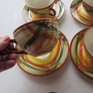 Set of 4 MCM Vernonware Cups and Saucers